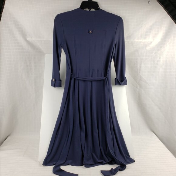 Charter Club Dress P/P Navy Blue Stretch Papillon Women Petite Belted Petite - Picture 6 of 16